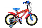 Paw Patrol 14 inch jongensfiets in rood met gele accenten, voor kinderen van 3-5 jaar, met handremmen, zijwieltjes, verstelbaar zadel en stuur, gesloten kettingkast, reflectoren en bidonhouder, officieel gelicenseerd product van Paw Patrol, verkrijgbaar bij Fitmarkt
